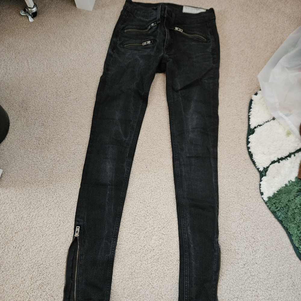 rag and bone skinny faded Jeans with zipper